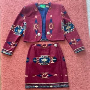 Vintage Wraps Brand Western 2 Piece Crop Jacket & High Skirt - Size Small/Medium